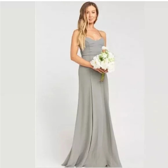 Show Me Your Mumu Godshaw Goddess Gown Soft Charcoal Crisp Gray‎ Strappy Xs - Picture 1 of 7